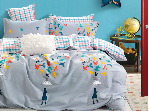Детский комплект постельного белья КПБ 1,5-спальный, КПБ(05)-15(128) Ткань: сатин Цвет:  серый