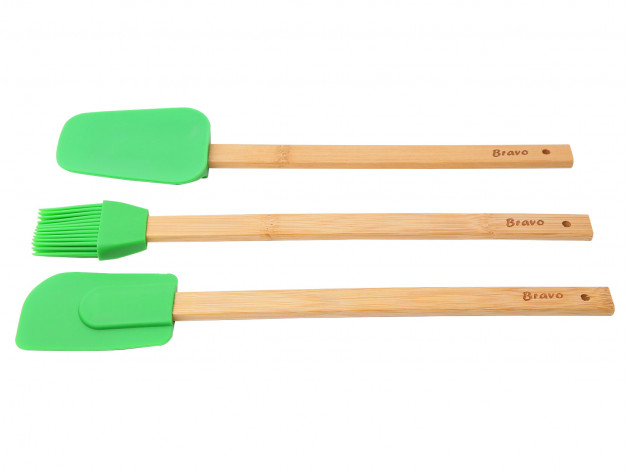 Набор кухонных принадлежностей Набор лопаток и кисточки силикон. с бамбук.ручками, 30см BRAVO