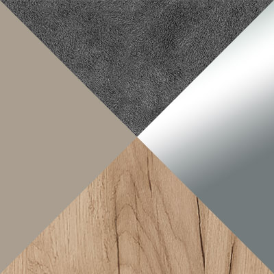 Дуб Вотан / Ива пепельная / Зеркало / Серый, велюр