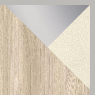 Ясень шимо светлый / Зеркало / Серебро, алюминий / Бежевый, экокожа