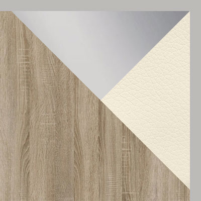 Дуб сонома / Зеркало / Серебро, алюминий / Бежевый, экокожа