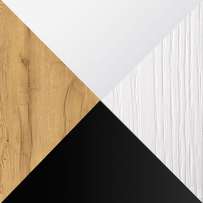 Дуб Крафт золотой / Белое дерево / Белый матовый / Черный муар
