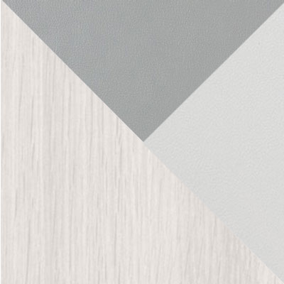 Дуб молочный, ЛДСП / Серый, экокожа / Белый, экокожа