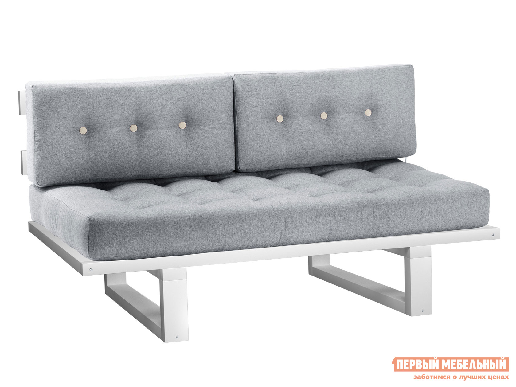 Прямой диван  Кушетка Торн-М (сосна) Белая эмаль, Серый, рогожка
