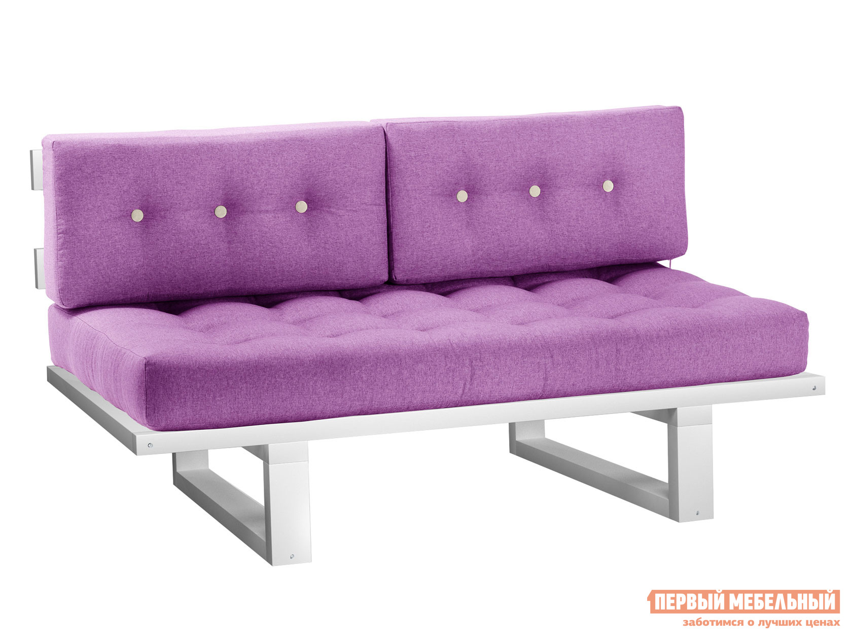 Прямой диван  Кушетка Торн-М (сосна) Белая эмаль, Фиолетовый, рогожка