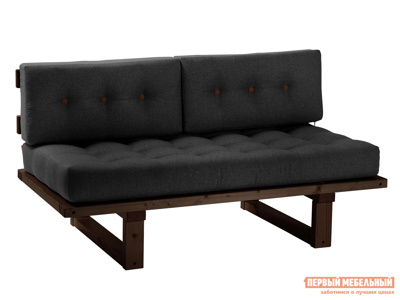 Прямой диван  Кушетка Торн-М (сосна) Венге, Черный, рогожка