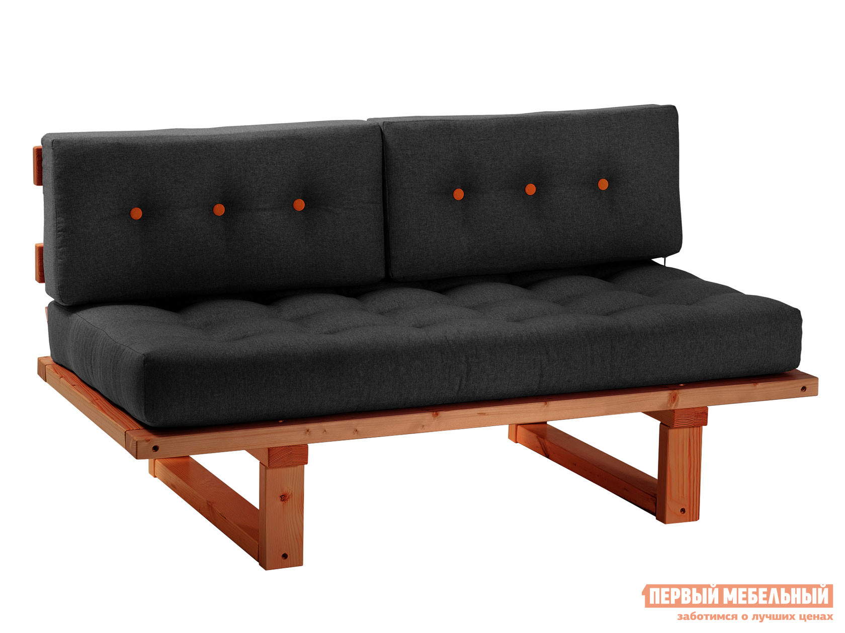 Прямой диван  Кушетка Торн-М (сосна) Вишня, Черный, рогожка