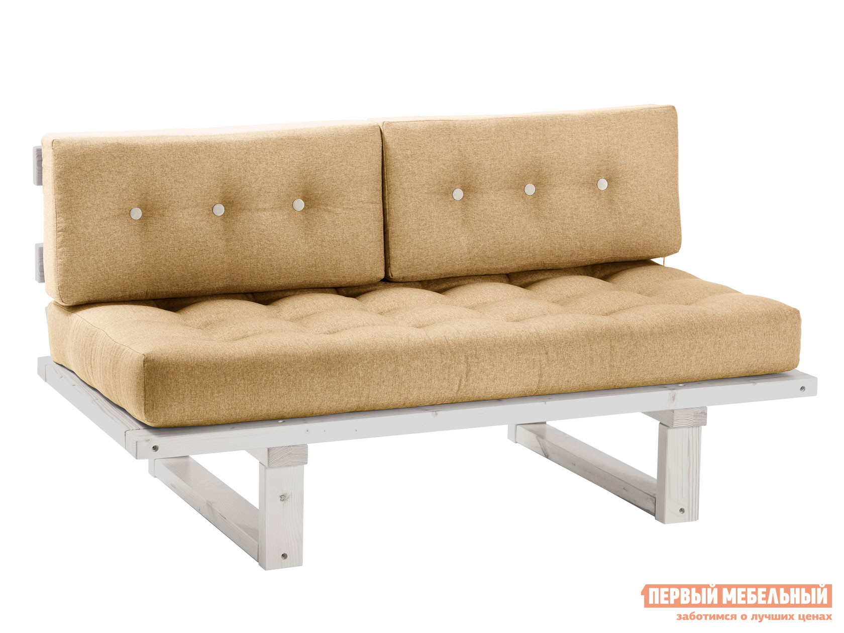 Прямой диван  Кушетка Торн-М (сосна) Дуб беленый, Бежевый, рогожка
