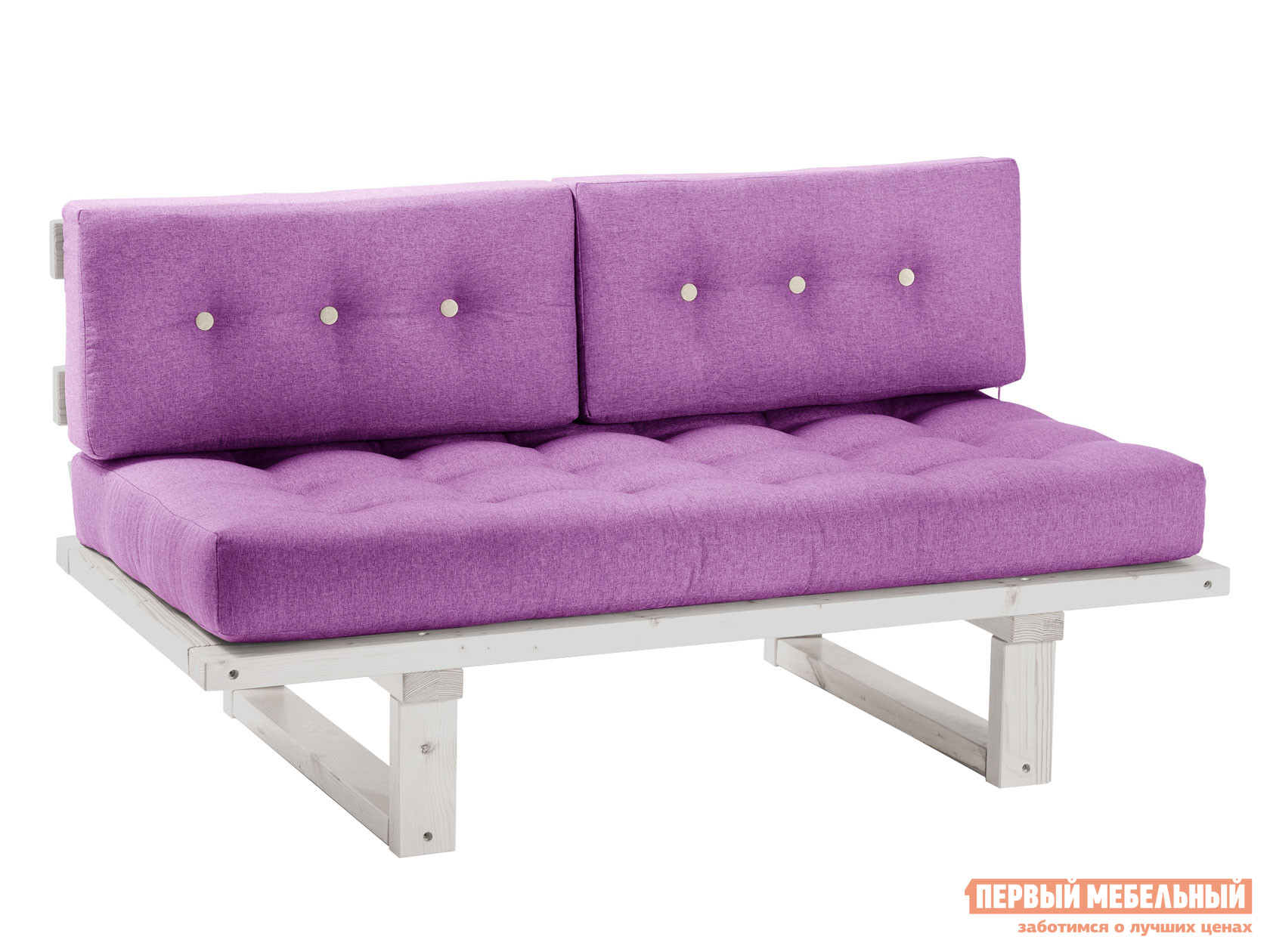 Прямой диван  Кушетка Торн-М (сосна) Дуб беленый, Фиолетовый, рогожка