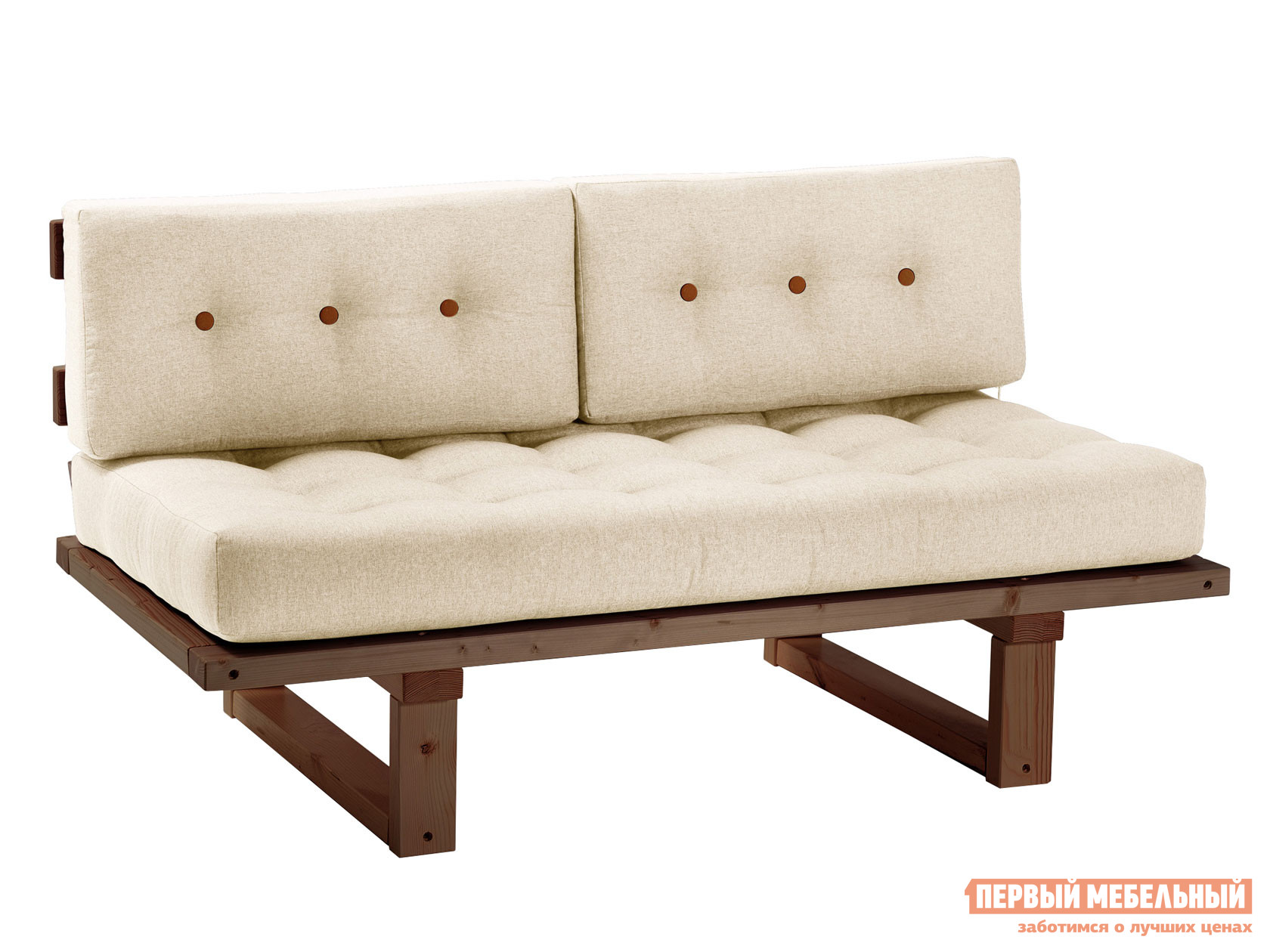 Прямой диван  Кушетка Торн-М (сосна) Орех, Белый, рогожка