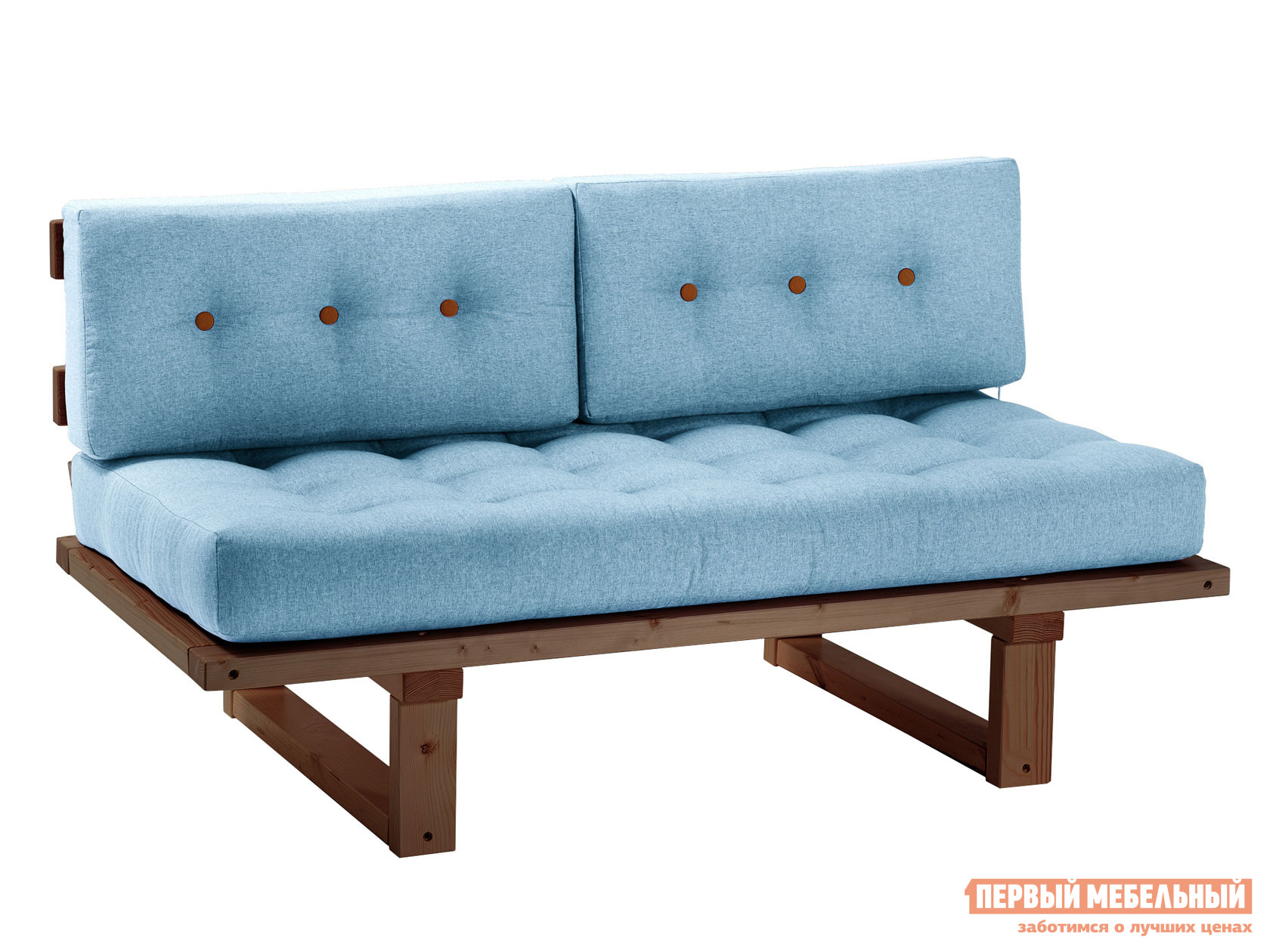 Прямой диван  Кушетка Торн-М (сосна) Орех, Синий, рогожка