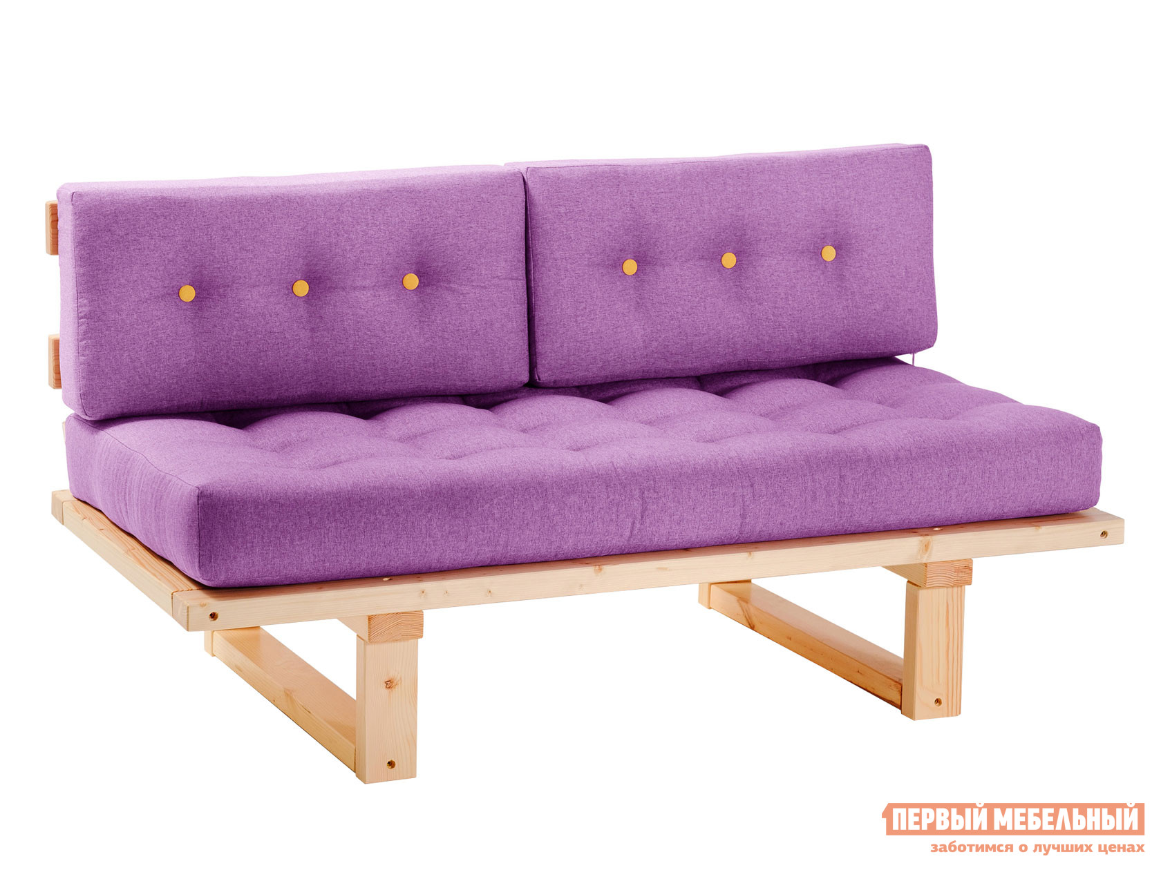 Прямой диван  Кушетка Торн-М (сосна) Сосна натуральная, Фиолетовый, рогожка