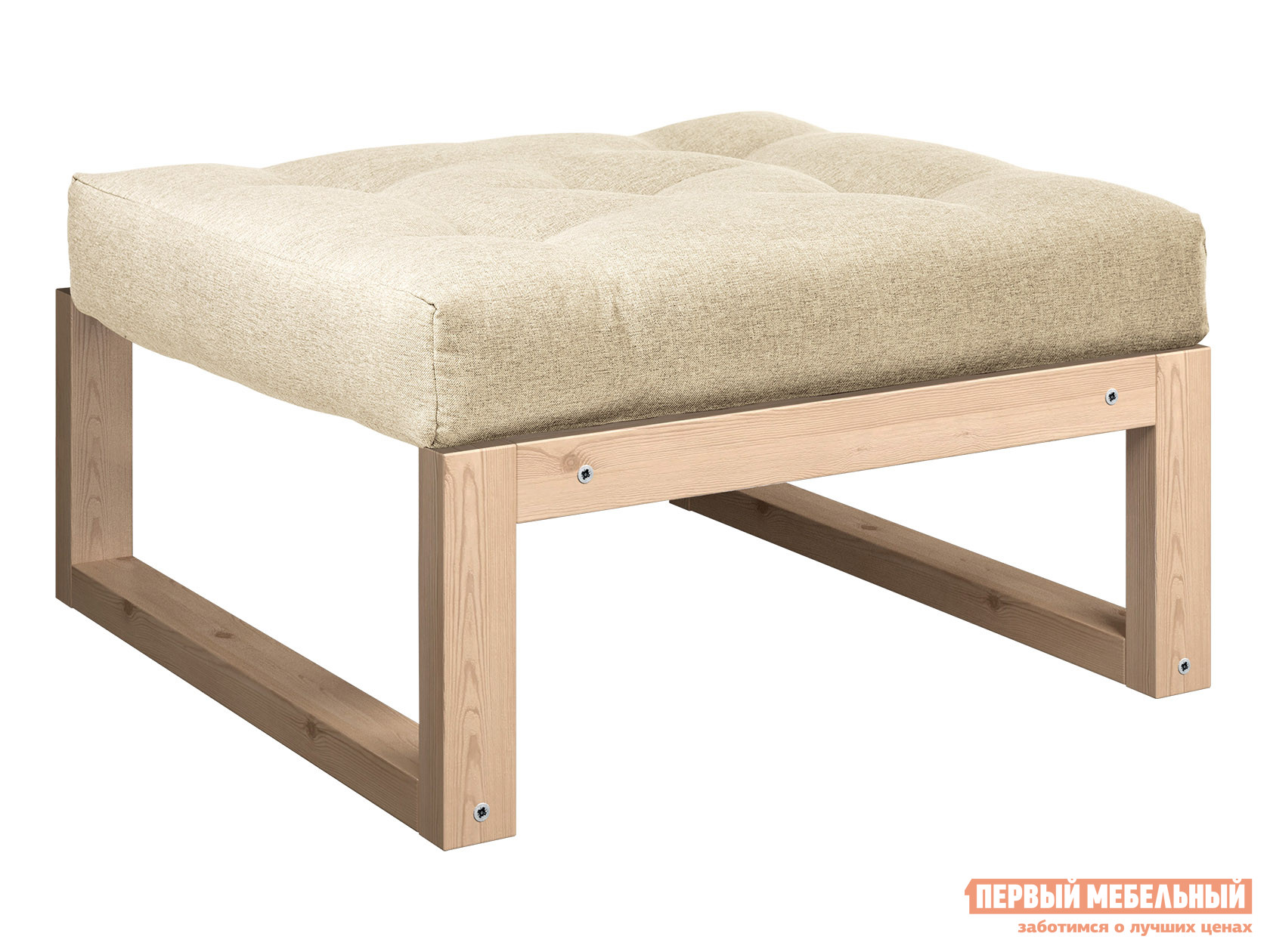 Пуфик  Амбер П Белый, рогожка, Сосна натуральная