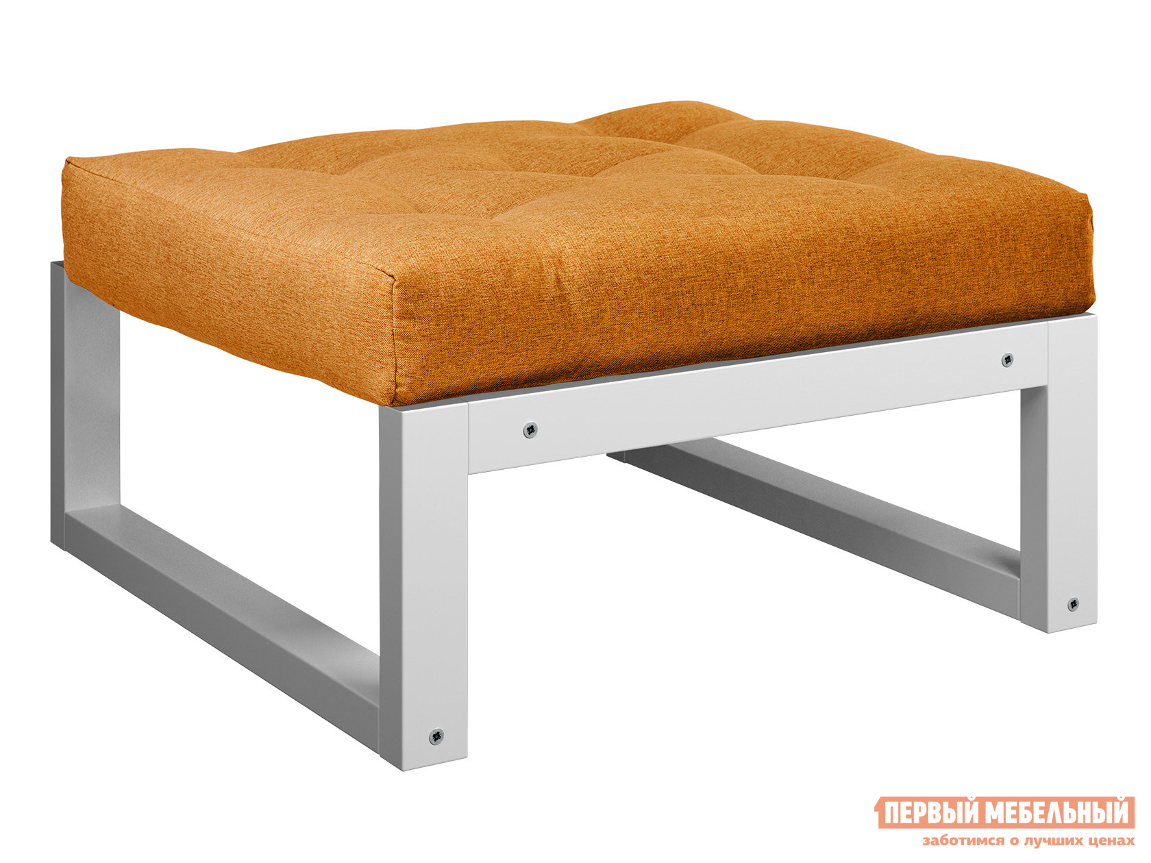 Пуфик  Амбер П Оранжевый, рогожка, Белая эмаль