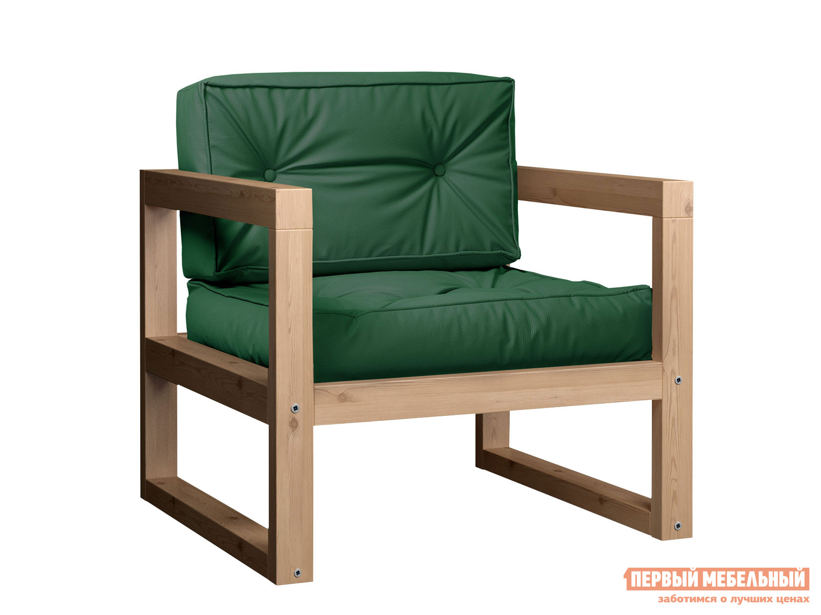 Садовое кресло  Кресло Астер Сосна натуральная, Зеленый, экокожа