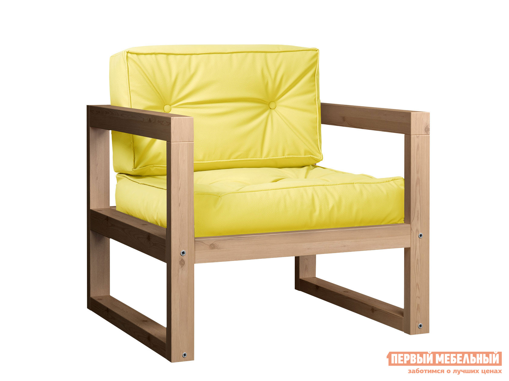 Садовое кресло  Кресло Астер Сосна натуральная, Лимонный, экокожа