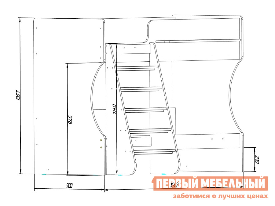 

Двухъярусная кровать Р434 Капризун 3 Белый, Р434 Капризун 3 Белый