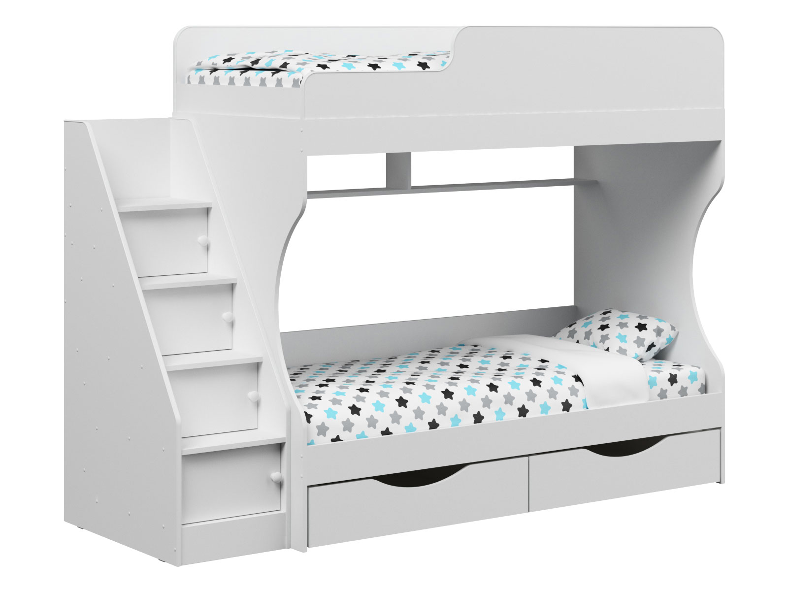 Двухъярусная кровать с диваном ступеньки