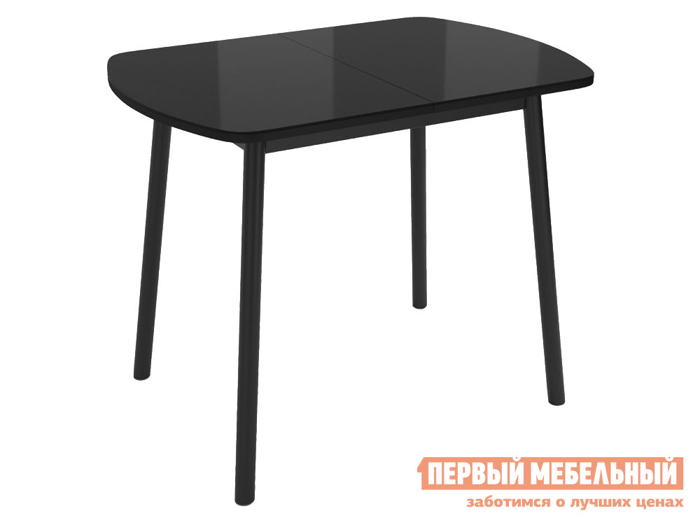 Кухонный стол  Стол ВИНЕР Mini раздвижной со стеклом, 940(1260)*64 Черный глянец / Черный, металл