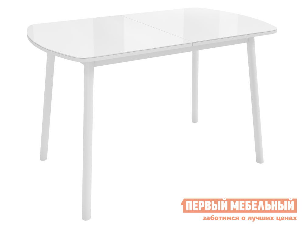 Кухонный стол  Стол ВИНЕР G раздвижной со стеклом, 120(152)*70 Белый глянец / Белый, металл