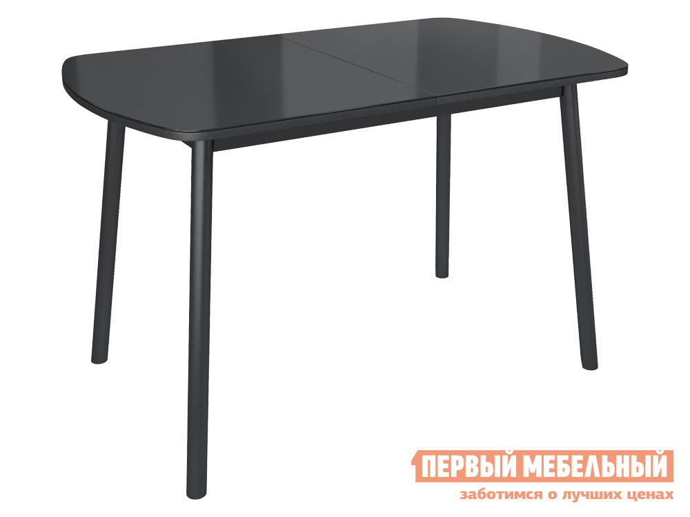 Кухонный стол  Стол ВИНЕР G раздвижной со стеклом, 120(152)*70 Черный глянец / Черный, металл