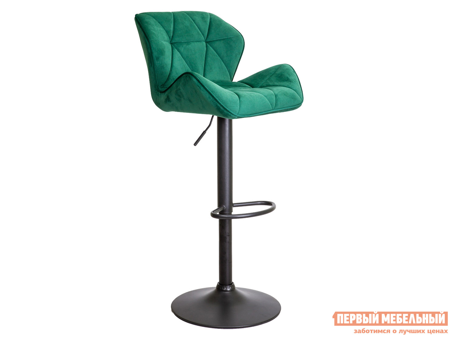 Барный стул  Берлин Зеленый, велюр / Черный, металл