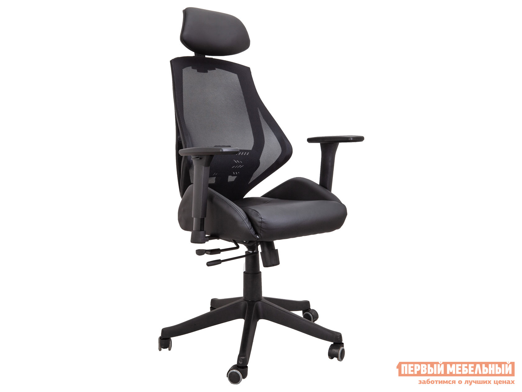 Кресло руководителя  SPACE Черный, экокожа / Черный, сетка