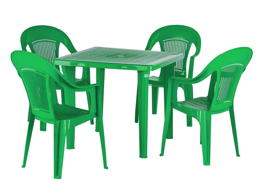 Набор пластиковой мебели. Комплект пластиковой мебели (стол Нирвана + 8 кресел Флинт). Пластмассовые столы и стулья. Пластмассовые стол и студья. Комплект пластиковой мебели.