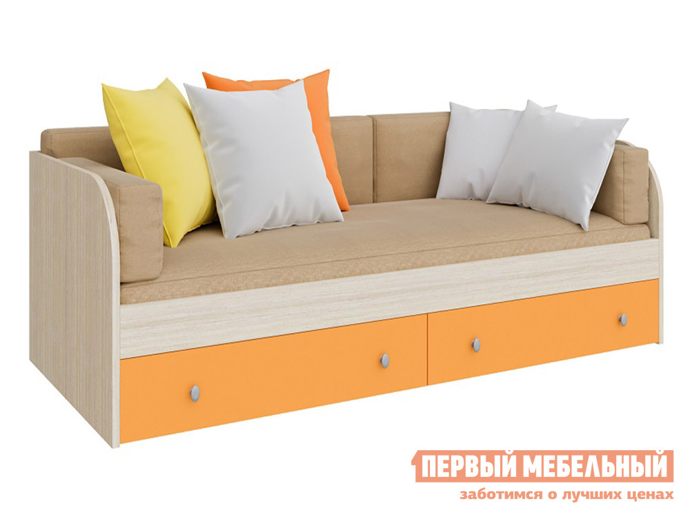Детская кровать  ODNOYAR Дуб Молочный / Оранжевый