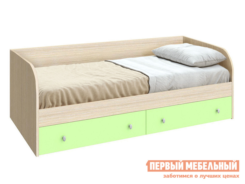 Детская кровать  Астра Дуб Молочный / Салатовый, Без подушек от Первый Мебельный