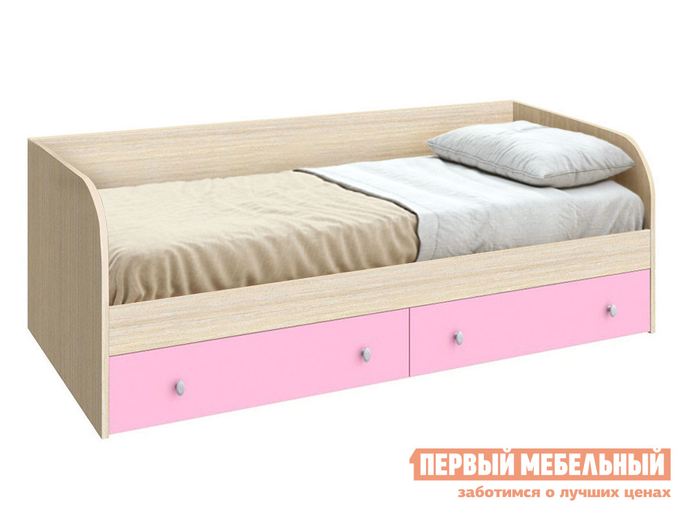 Детская кровать  Астра Дуб Молочный / Розовый, Без подушек от Первый Мебельный
