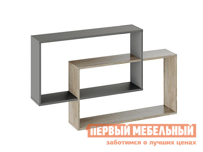 

Настенная полка Полка настенная тип 7 Дуб Каньон Светлый / Серый, Полка настенная тип 7 Дуб Каньон Светлый / Серый