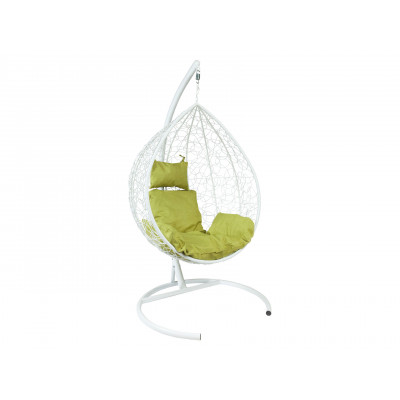 Подвесное кресло  Подвесное кресло Z-10 Белый, ротанг / Зеленый, ткань