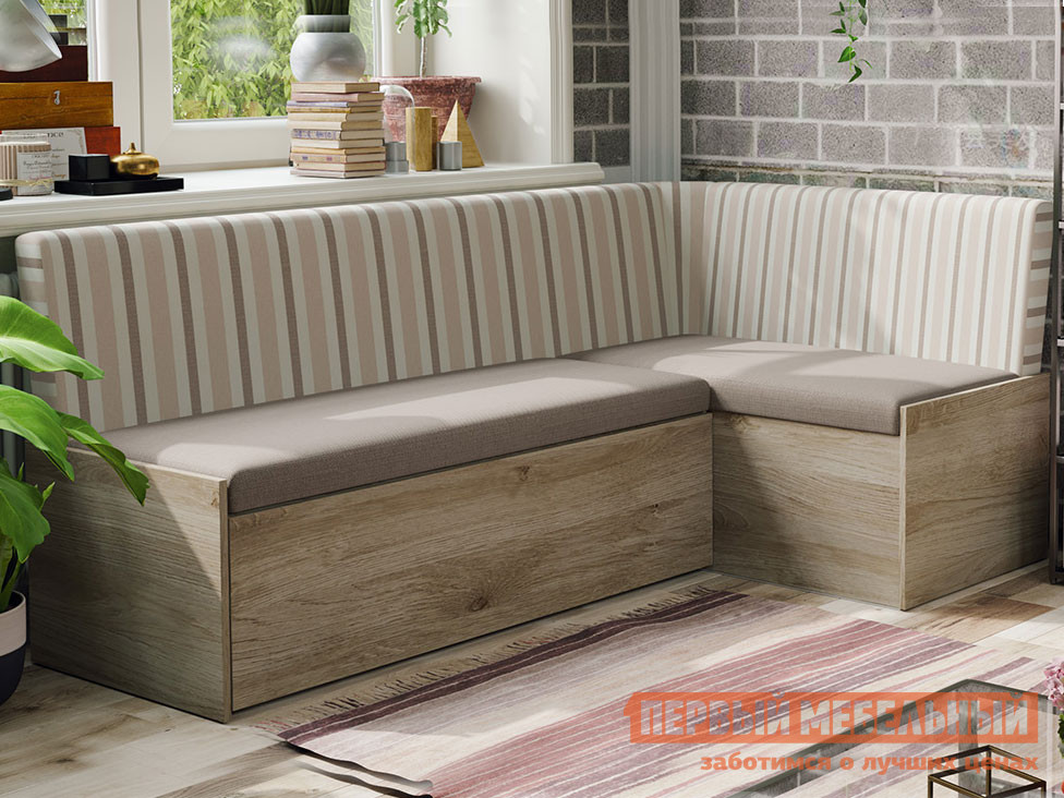 Кухонный диван  Париж Баттл Рок / Полоса бежевая от Первый Мебельный