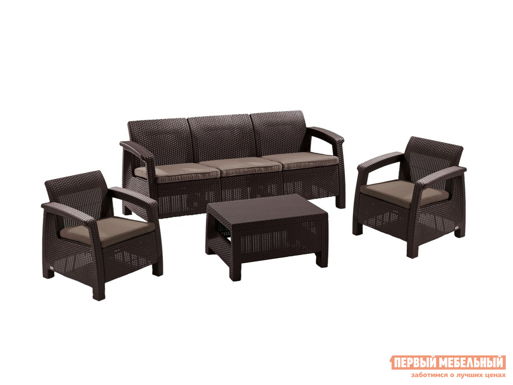 Комплект плетеной мебели Афина-мебель AFM-1030A Темно-коричневый ротанг
