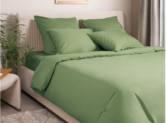 Комплект постельного белья КПБ Моноспейс сатин зеленый