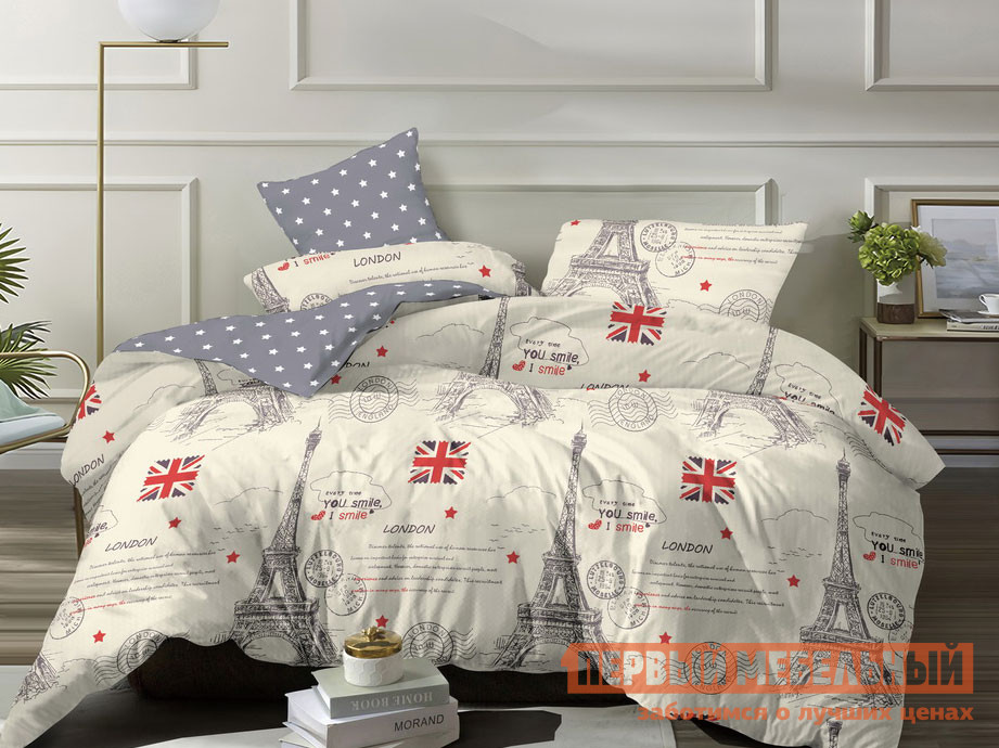 Комплект постельного белья  Британи Британи, поплин, Полутороспальный от Первый Мебельный