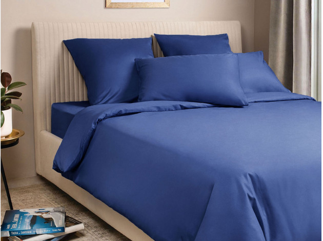 Комплект постельного белья КПБ Моноспейс сатин темно-синий