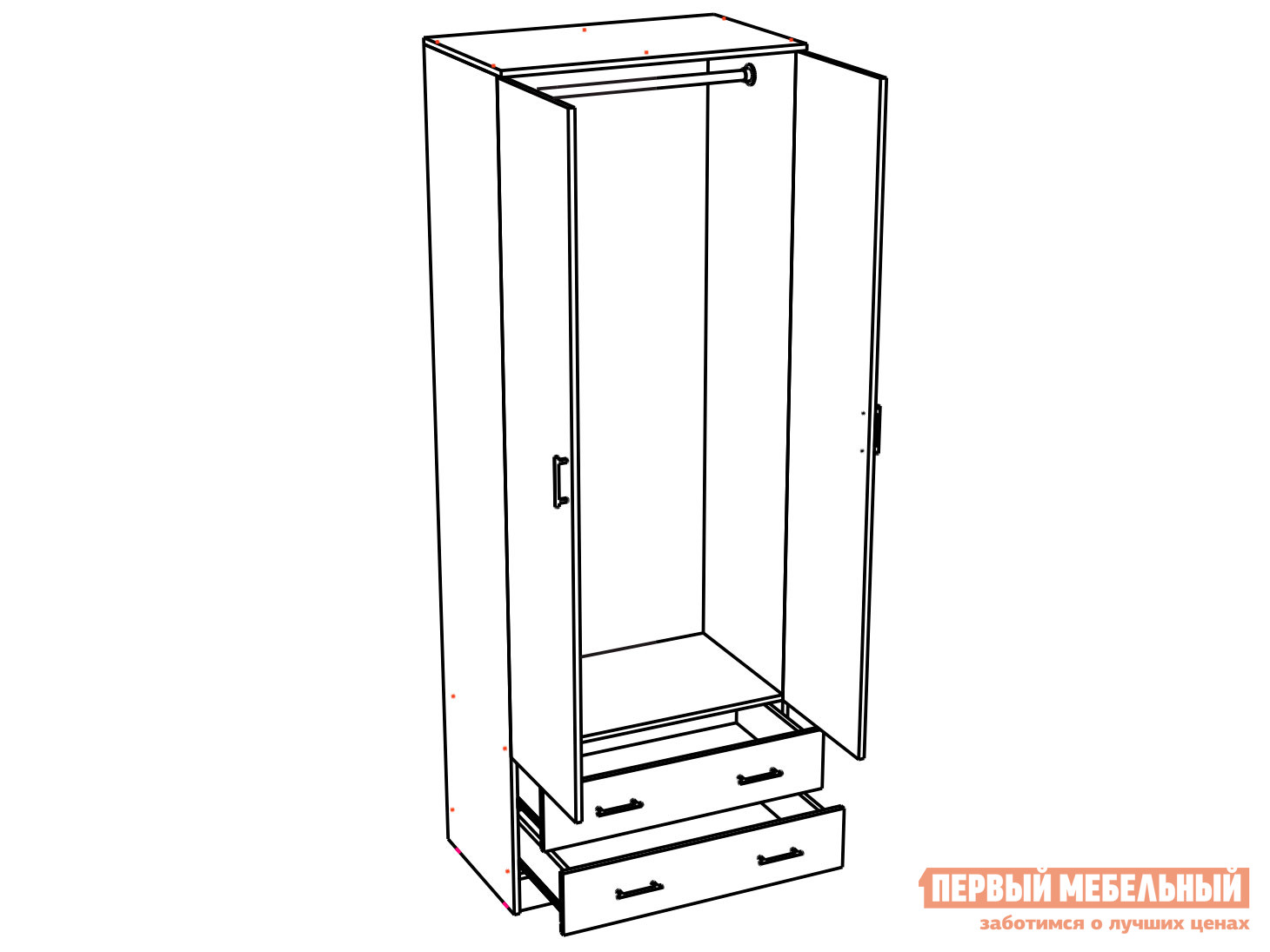 Распашной шкаф  Дуэт Белый гладкий, Со штангой