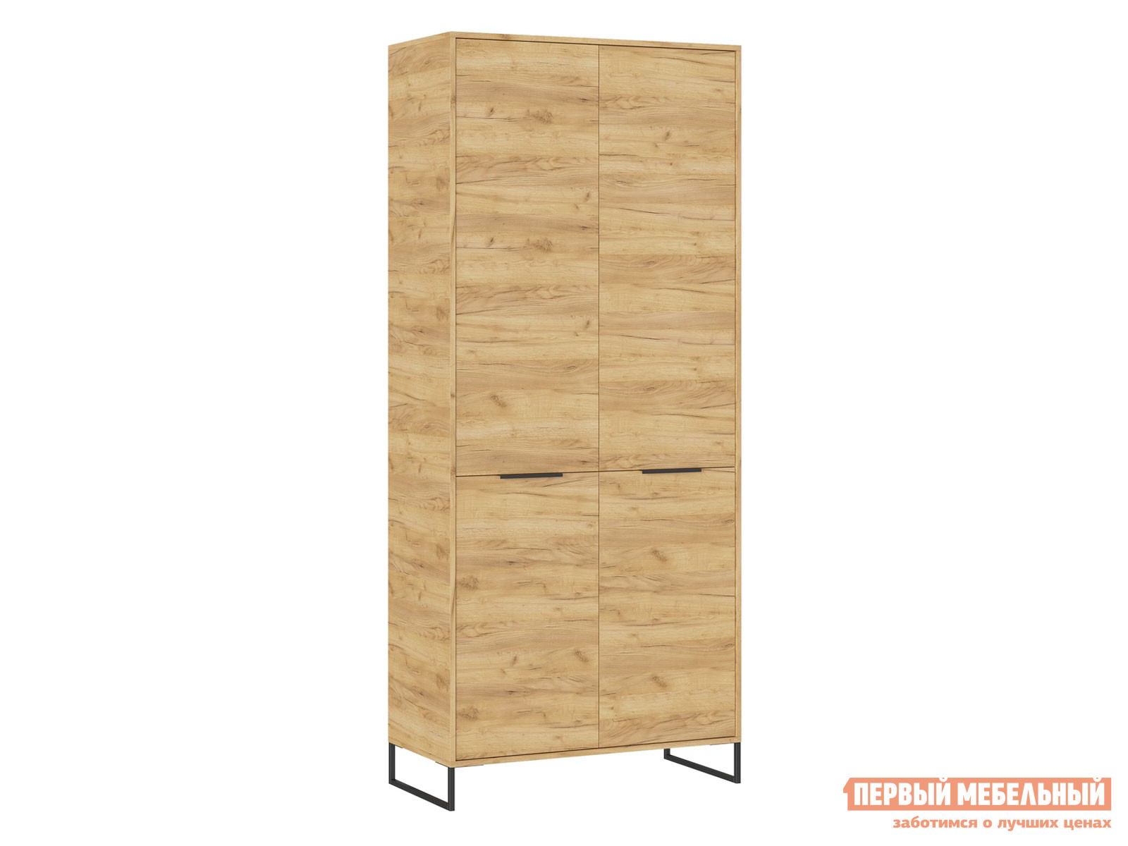 Распашной шкаф  Лофт Дуб Крафт золотой / Черный, металл