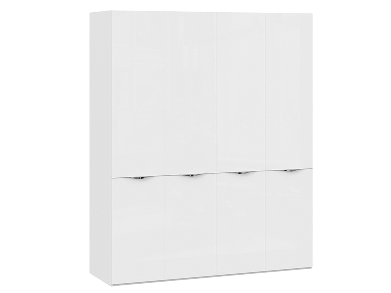 Распашной шкаф  Грегори Белый глянец / Белый, стекло , +2 секции полок