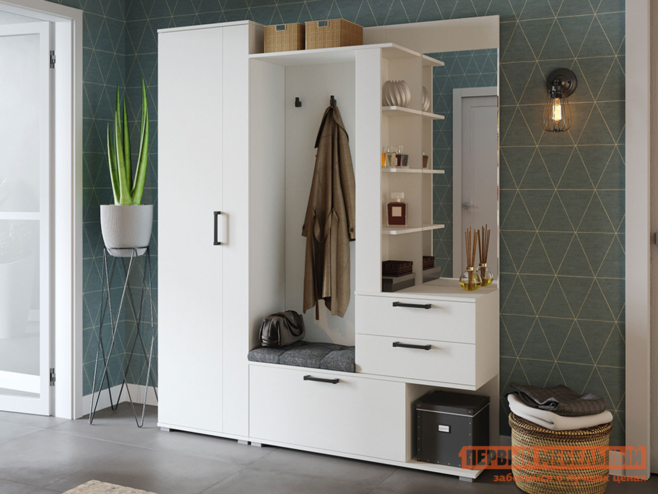 Распашной шкаф  Эрика Белый ясень