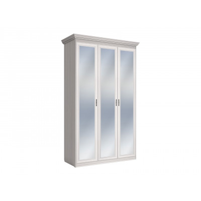 Распашной шкаф  Шкаф 3-х дверный Неаполь Ясень Анкор светлый / Патина серебро, С тремя зеркалами
