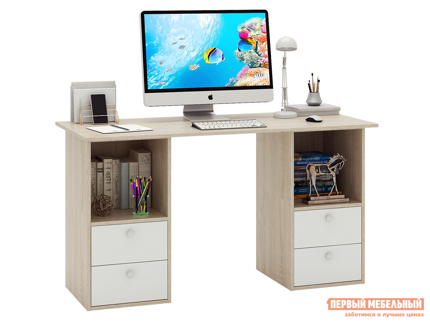 

Письменный стол Прайм-61 Дуб Сонома / Белый, Прайм-61 Дуб Сонома / Белый