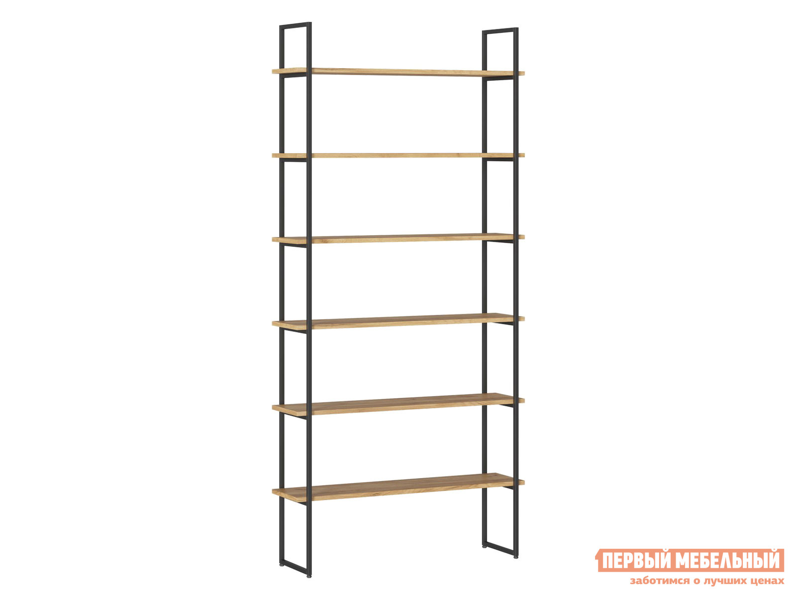 Стеллаж  Лофт Дуб Крафт золотой / Черный, металл