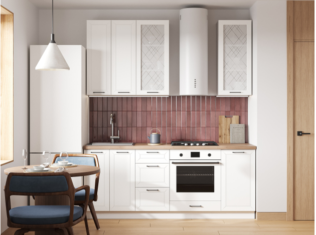 Высокий кухонный гарнитур со стеклом Вектор 200 см