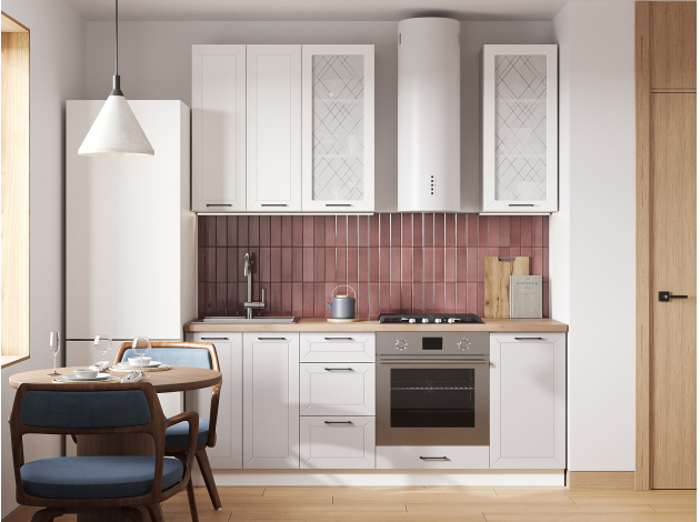 Высокий кухонный гарнитур со стеклом Вектор 200 см