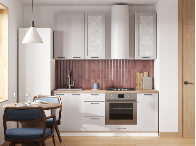 Высокий кухонный гарнитур со стеклом Вектор 200 см