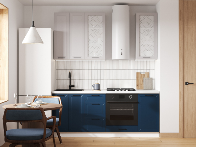 Высокий кухонный гарнитур со стеклом Вектор 200 см