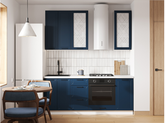 Высокий кухонный гарнитур со стеклом Вектор 200 см